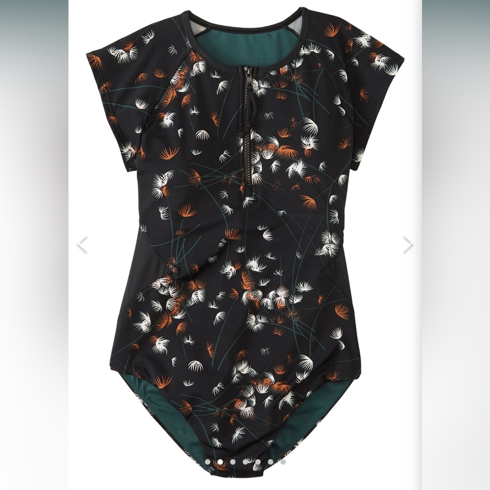Carve Design Black feather all day zip One Piece Swimsuit size large